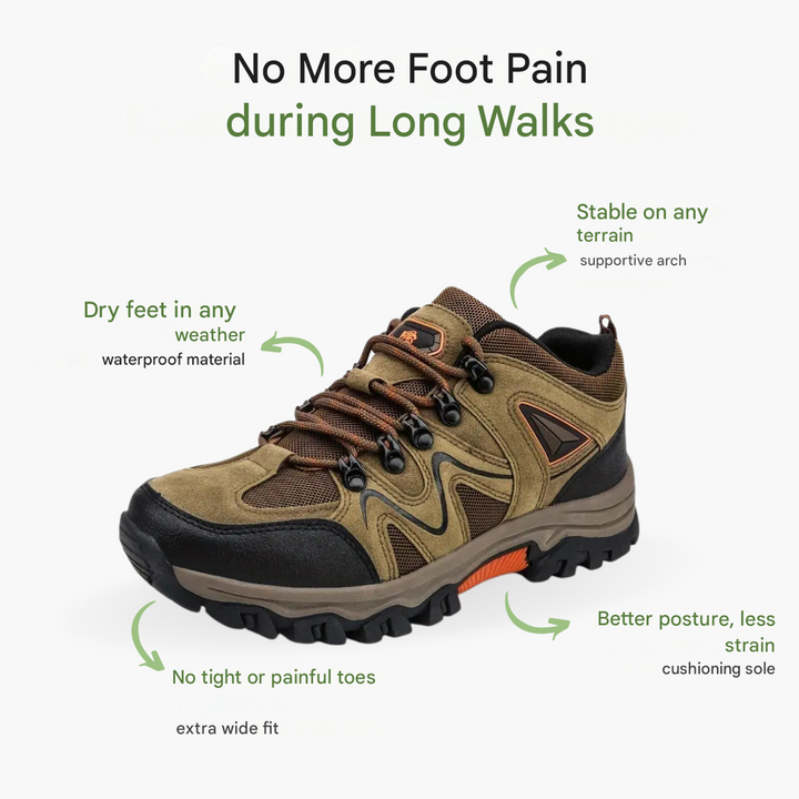 Men's Waterproof Hiking Shoes Wide-Fit Supportive Outdoor Walking