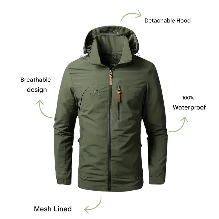 Men's Waterproof Wind-Resistant Jacket Breathable Outdoor Spring Coat