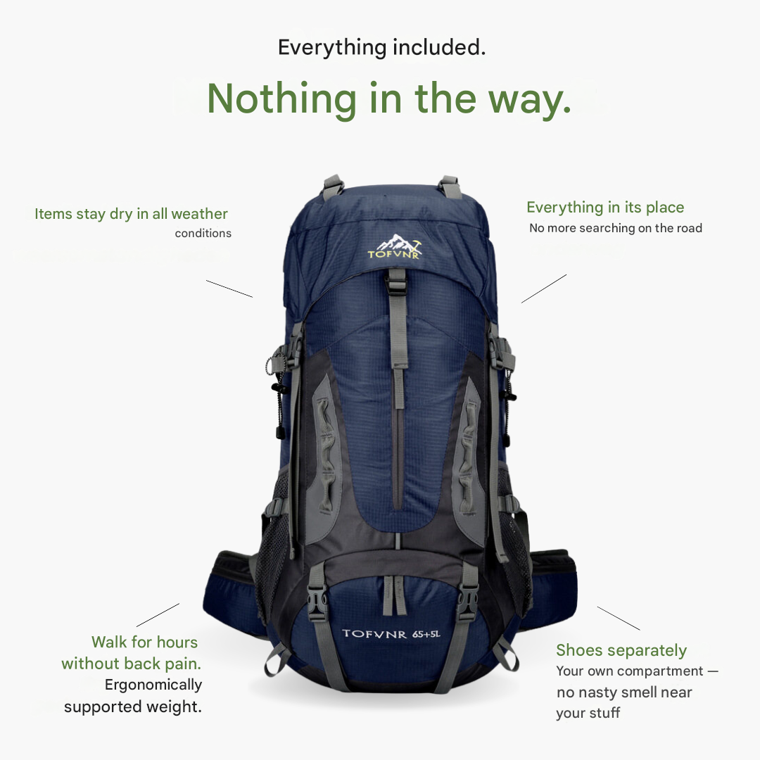 60-Litre Waterproof Hiking Backpack High-Capacity Camping Travel Pack
