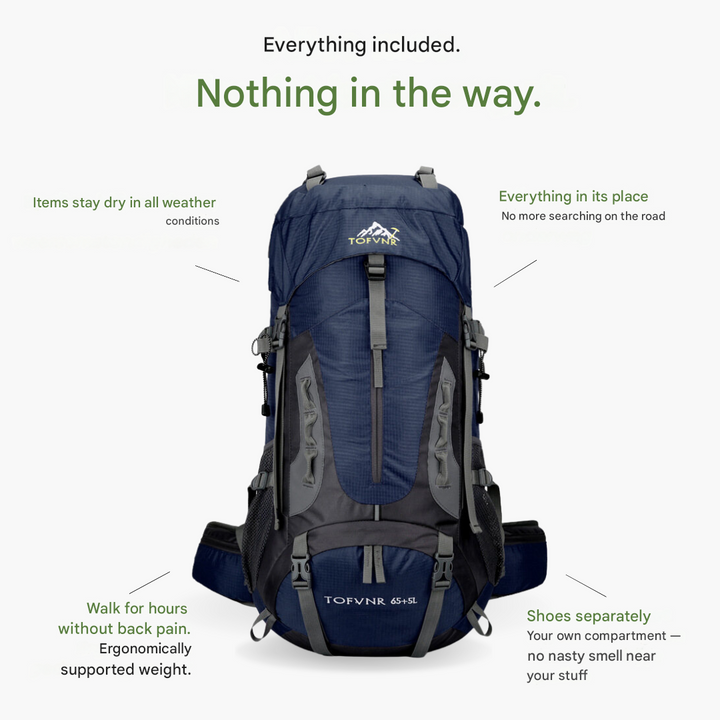 60-Litre Waterproof Hiking Backpack High-Capacity Camping Travel Pack
