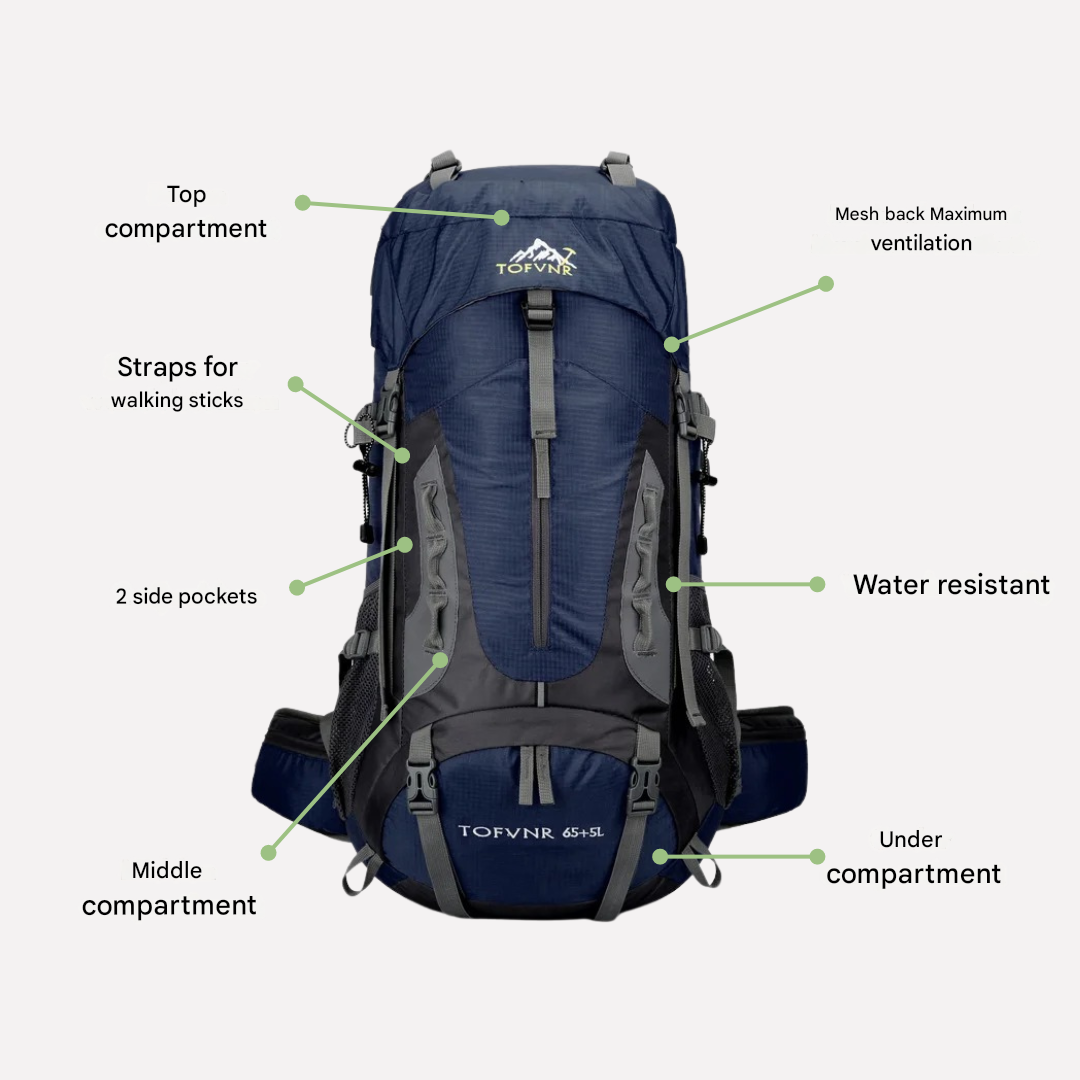 60-Litre Waterproof Hiking Backpack High-Capacity Camping Travel Pack