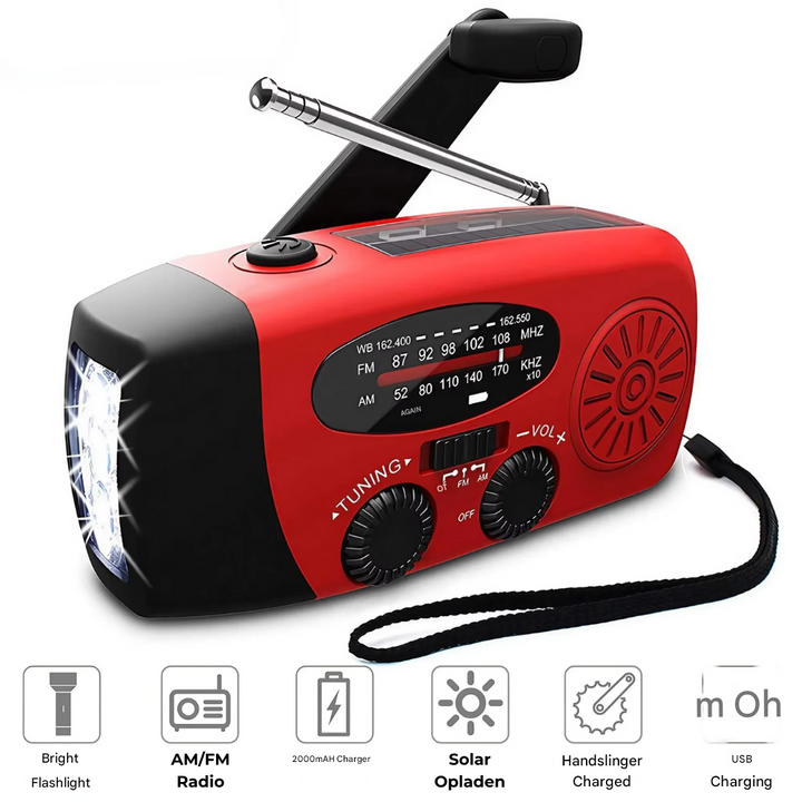 Emergency Radio Power Bank Torch Solar Hand Crank Weather