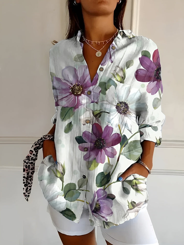 Elise | Women's Printed Long Sleeve Button-Down Shirt
