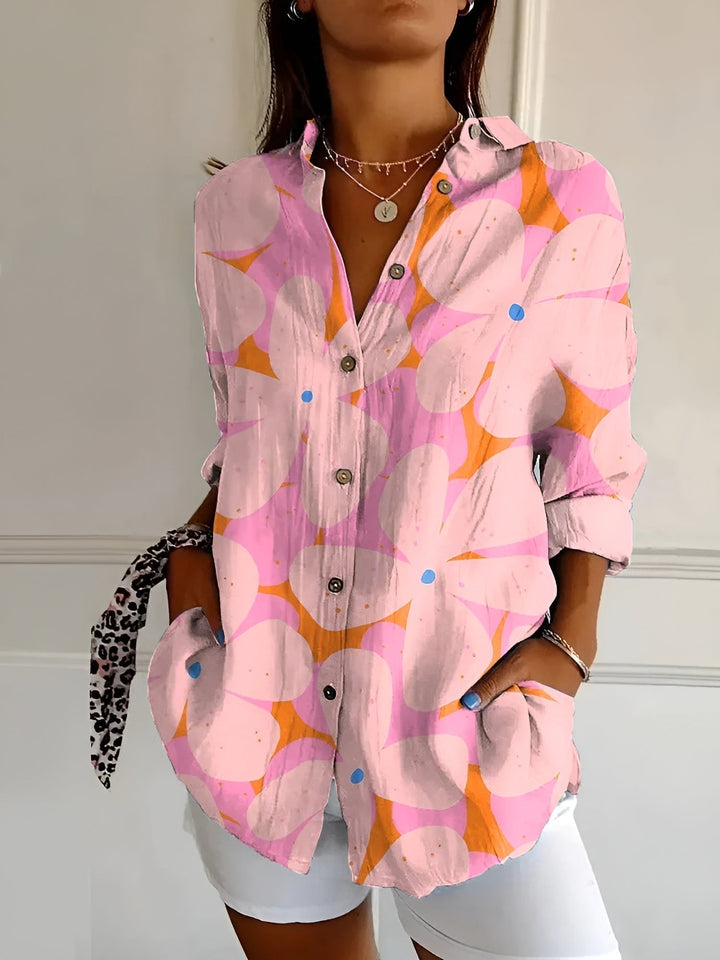 Elise | Women's Printed Long Sleeve Button-Down Shirt