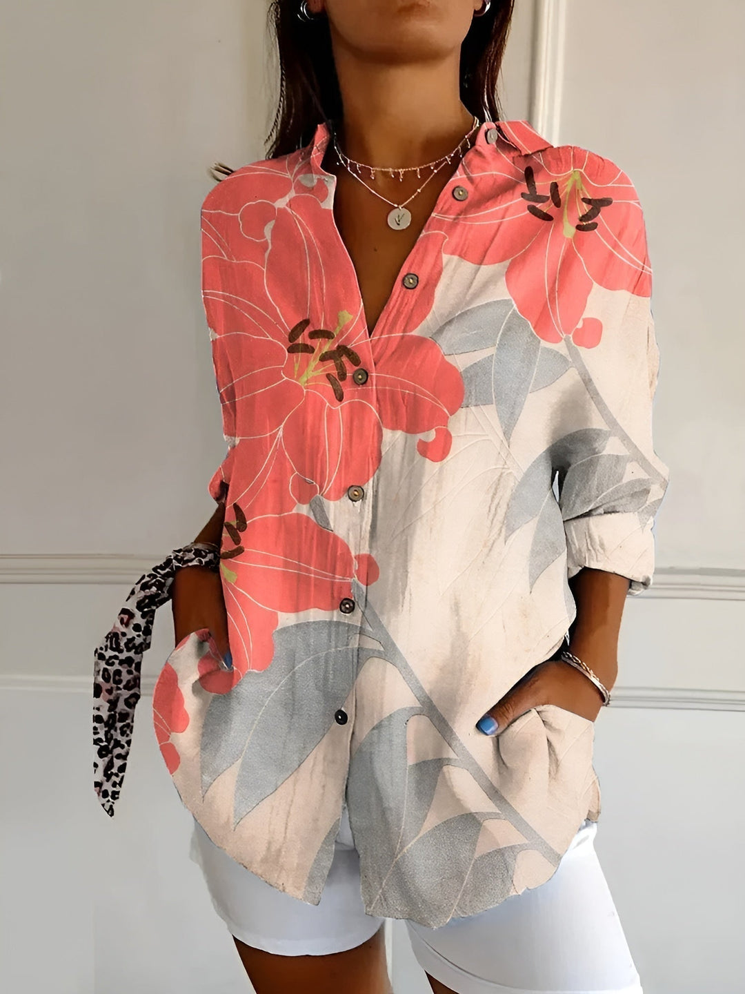 Hazel | Women's Loose Long Sleeve Button-Up Shirt