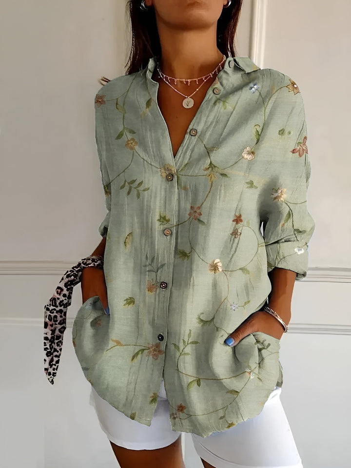 Hazel | Women's Loose Long Sleeve Button-Up Shirt