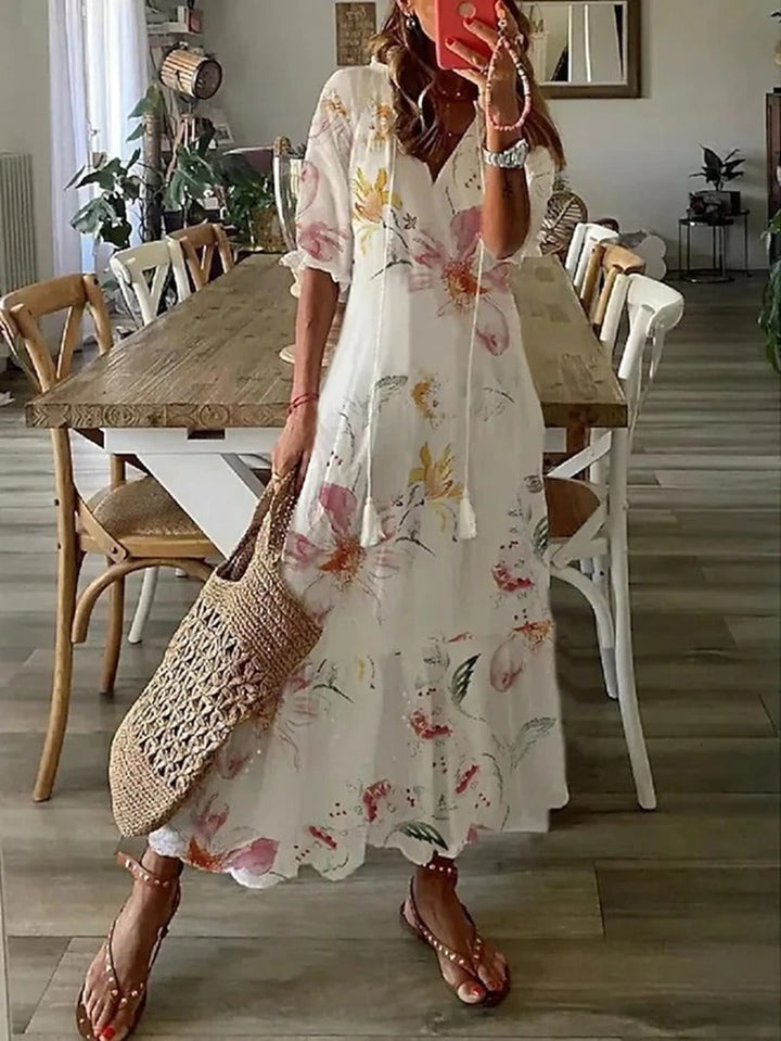 Aria | Women's Satin Halter Tie Neck Mid Length Dress