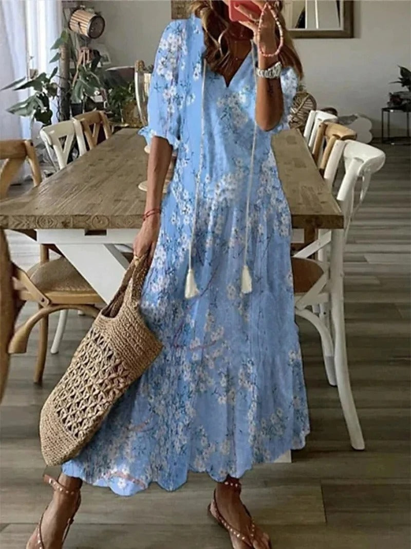 Aria | Women's Satin Halter Tie Neck Mid Length Dress