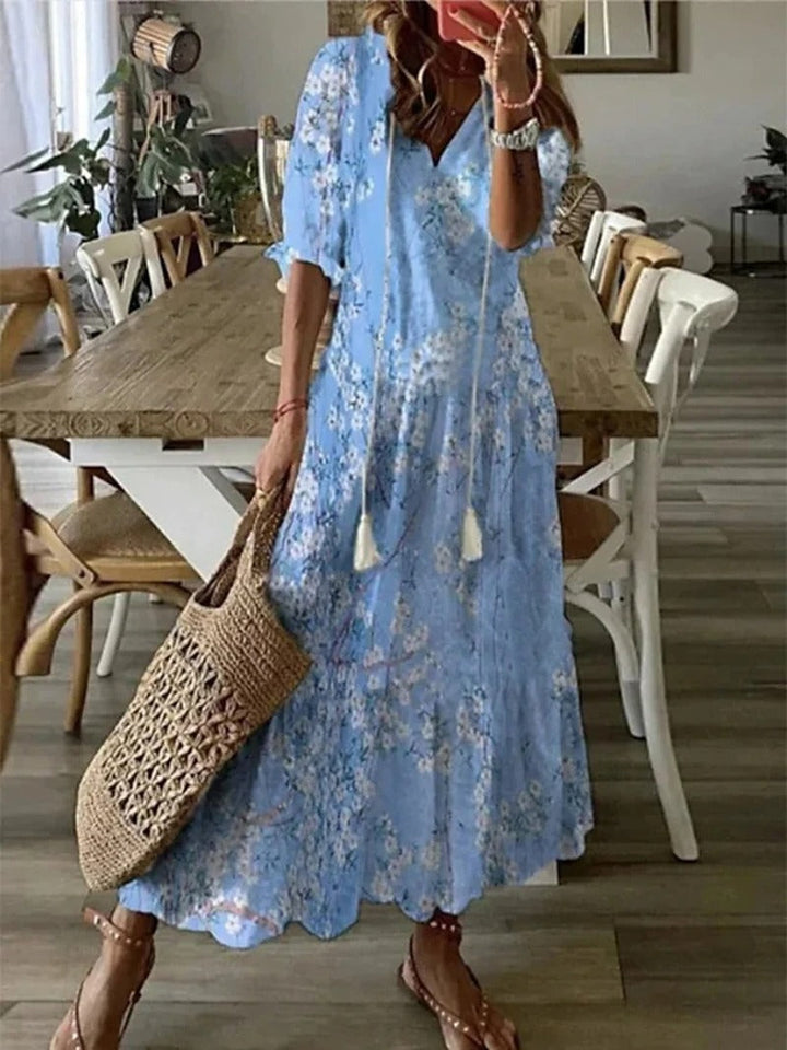 Aria | Women's Satin Halter Tie Neck Mid Length Dress