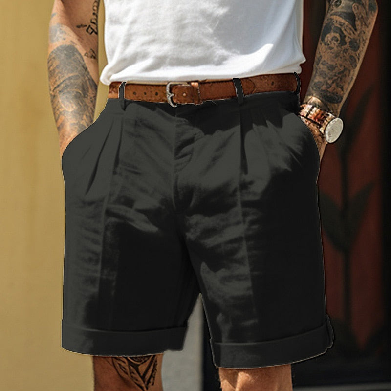 Matteo | Men's Pleated Linen Blend Tailored Summer Shorts