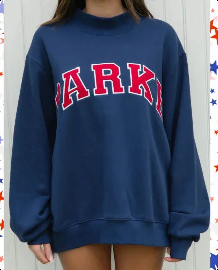 Riley | Women's Oversized Mock Neck Graphic Sweater