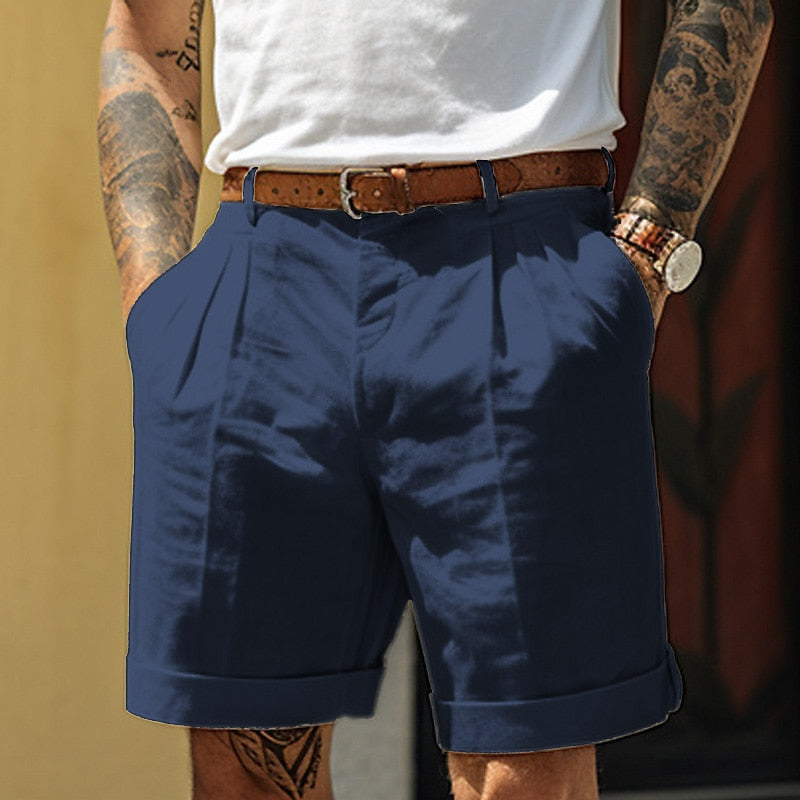 Victor | Men's Pleated Linen Blend Tailored Summer Shorts
